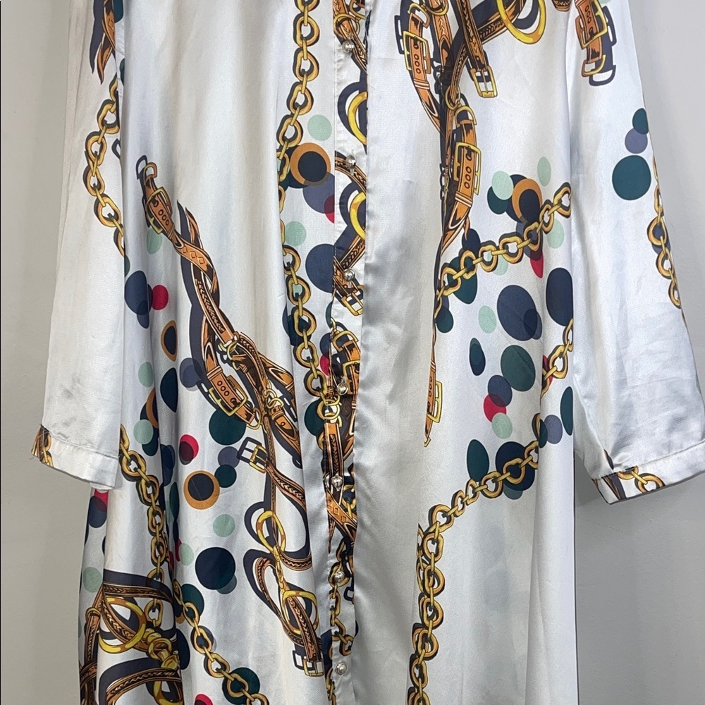 CQ by CQ Chic Chain Print Women's Tunic Blouse Size Medium #320 - Picture 5 of 9